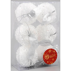 Украшение ёлочное Яблочко (набор 6 шт) 5х5 см, белый 2371313