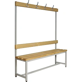 Скамья СКП-1В-1500 со спинкой и вешалкой сосна( дерево, металл 1500х390х1670 мм)
