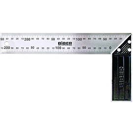 Угольник столярный БИБЕР 40630 ПРОФИ 300мм нержавеющая сталь, гравировка
