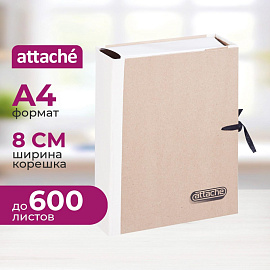 Папка архивная на 4-х завязках Attache А4 80 мм крафт-бумага/коленкор до 600 листов