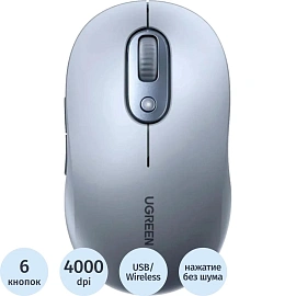 Мышь компьютерная UGREEN беспр. M556 (75129) Multi-mode BT&GHz серый