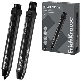 Маркер перманентный автоматический ERICH KRAUSE RP-700 "Click it", ЧЕРНЫЙ, 2 мм, 60828