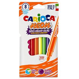 Фломастеры Carioca Neon 8 цветов с вентилируемыми колпачками смываемые