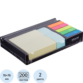 Набор Attache Selection в диспенсере (стикеры 76x76 мм и 76x25 мм, пластиковые закладки 12x45 мм 5 цветов по 20 листов)