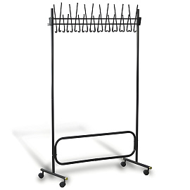 Вешалка гардеробная СКР на 22 персоны на колесах черная
