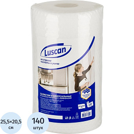 Салфетки хозяйственные в рулоне Luscan спанлейс/нетканное полотно 25.5x20.5 см 45 г/кв.м 140 листов