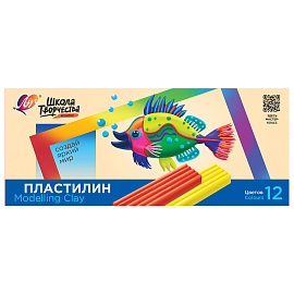 Пластилин классический Луч Школа творчества 12 цветов 240 грамм