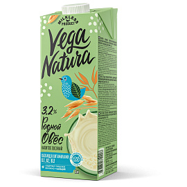 Овсяный напиток VEGA NATURA "Родной овес", жирность 3,2%, 1 л