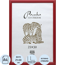 Рамка Зебра А4 21x30 см пластиковый багет 14 мм красная