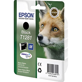 Картридж струйный Epson T1281 C13T12814012 черный оригинальный