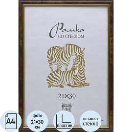 Рамка Зебра А4 21x30 см пластиковый багет 10 мм темный орех