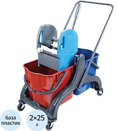 Тележка уборочная 2х25л пластик + отжим CK750