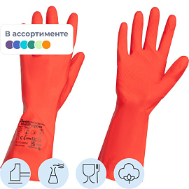 Перчатки латексные Vileda Professional с хлопковым напылением красные (размер 7, S, 174341)