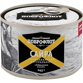 Сайра тихоокеанская Доброфлот с добавлением масла 245 г