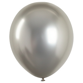 Воздушные шары, 50шт., М12/30см, MESHU, хром, серебро
