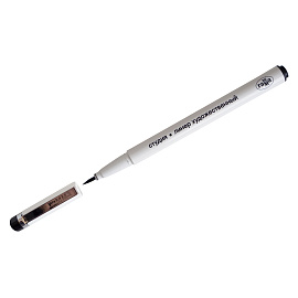 Линер Гамма "Студия" черный, пишущий узел "кисть" 1,0мм, пластик. уп., европодвес