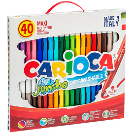Фломастеры Carioca Jumbo 40 цветов с вентилируемыми колпачками смываемые
