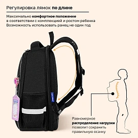 Ранец BRAUBERG FIT, 2 отделения, "Золотые бабочки", 38х27х14 см, 274383