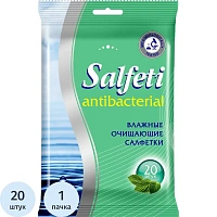 Салфетки влажные Salfeti антибактериальные флоупак с мягким клапаном (20 листов в пачке)