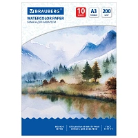 Папка для акварели БОЛЬШАЯ А3, 297х420 мм, 10 листов, 200 г/м2, BRAUBERG, "Весна", ГОСТ 7277-77, 111063