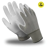 Перчатки рабочие защитные Manipula Specialist Микростатик MG-164 нейлоновые с полиуретановым покрытием белые (13 класс, размер 8 (М))