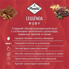 Кофе в зёрнах Poetti Leggenda Ruby арабика 100% 1 кг (пакет)