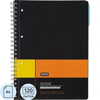 Бизнес-тетрадь Attache Selection Smartbook А4 120 листов 80 г/кв.м чёрная в клетку на спирали с разделителями