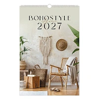 Календарь на гребне с ригелем 2027 г., 30х45 см, BRAUBERG, "Бохо", 118376