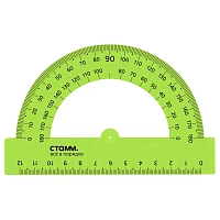 Транспортир 12см, 180° СТАММ, пластиковый, прозрачный, зеленый неон