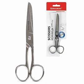 Ножницы цельнометаллические BRAUBERG "Professional", 175 мм, классической формы, 237102