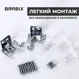 Жалюзи горизонтальные BRABIX 90х160 см, АЛЮМИНИЙ, цвет серебристый, 608632
