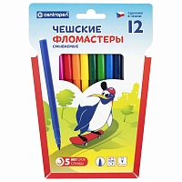 Фломастеры 12 ЦВЕТОВ CENTROPEN "Пингвины", смываемые, вентилируемый колпачок, 7790/12ET, 7 7790 1286