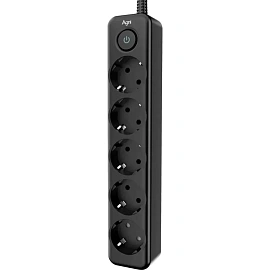 Сетевой фильтр AGNI TP-FD5E-3m-black на 5 розеток 3 метра чёрный