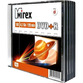 Диск DVD+R Mirex 4.7 ГБ 16x slim box UL130013A1F (5 штук в упаковке)