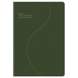 Записная книжка А5, 96л., BG "Смыслы", кожзам, линия, зеленый