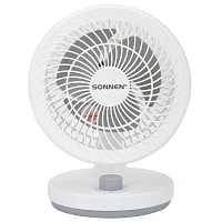 Вентилятор настольный SONNEN FT-160, 40 Вт, 23 см, 3 скорости, вращение на 60°, механическое управление, белый, 457784