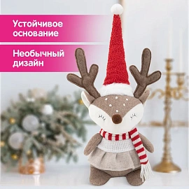 Украшение новогоднее интерьерное 40 см, дизайн "Веселый оленёнок", полиэстер, ЗОЛОТАЯ СКАЗКА, 592508
