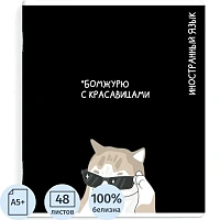 Тетрадь предметная по иностранному языку Феникс+ Коты мемы А5+ 48 листов в клетку TWIN лак