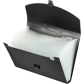 Портфель-картотека пластиковая Attache А4 чёрная (37x27x3 см, 12 отделений)