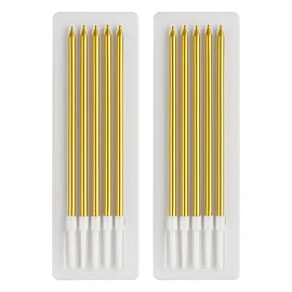 Свечи для торта с держателями MESHU "Straight gold", 14см, 10шт