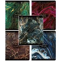 Тетради ДЭК А5 48 л. КОМПЛЕКТ 5 шт. BRAUBERG, скоба, клетка, SoftTouch, фольга, "Marble", 404680