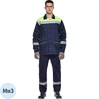 Костюм рабочий летний мужской л35-КПК с СОП синий/жёлтый (размер 56-58, рост 170-176)