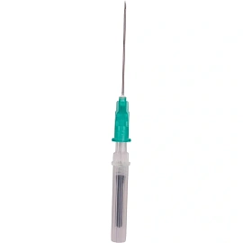 Игла двусторонняя KOMETALINE 21G (0.8 x 38мм) зелёная с визуальной камерой (100 штук в упаковке)