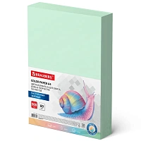 Бумага цветная BRAUBERG, А4, 80 г/м2, 500 л., пастель, зеленая, для офисной техники, 115221