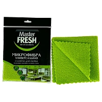 Салфетка из МИКРОФИБРЫ для стекол и зеркал 30х30 см, зеленая, 280 г/м2, Master FRESH