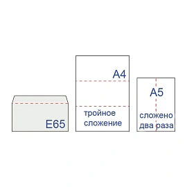 Конверты Е65 (110х220 мм), клей, 80 г/м2, КОМПЛЕКТ 50 шт., клапан автомат, 206.50