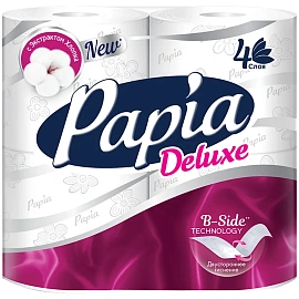 Бумага туалетная Papia Deluxe 4-слойная белая (4 рулона в упаковке)