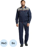 Костюм рабочий летний мужской л01 (л22) с СОП тёмно-синий/светло-серый (размер 112-116 (56-58), рост 194-200)