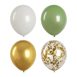 Воздушные шары, 40шт., М12/30см, MESHU, "Green", 4 цвета ассорти