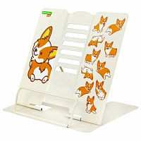 Подставка для книг и учебников большая BRAUBERG KIDS "Corgi Pup", регулируемый угол наклона, металлическая, 238054